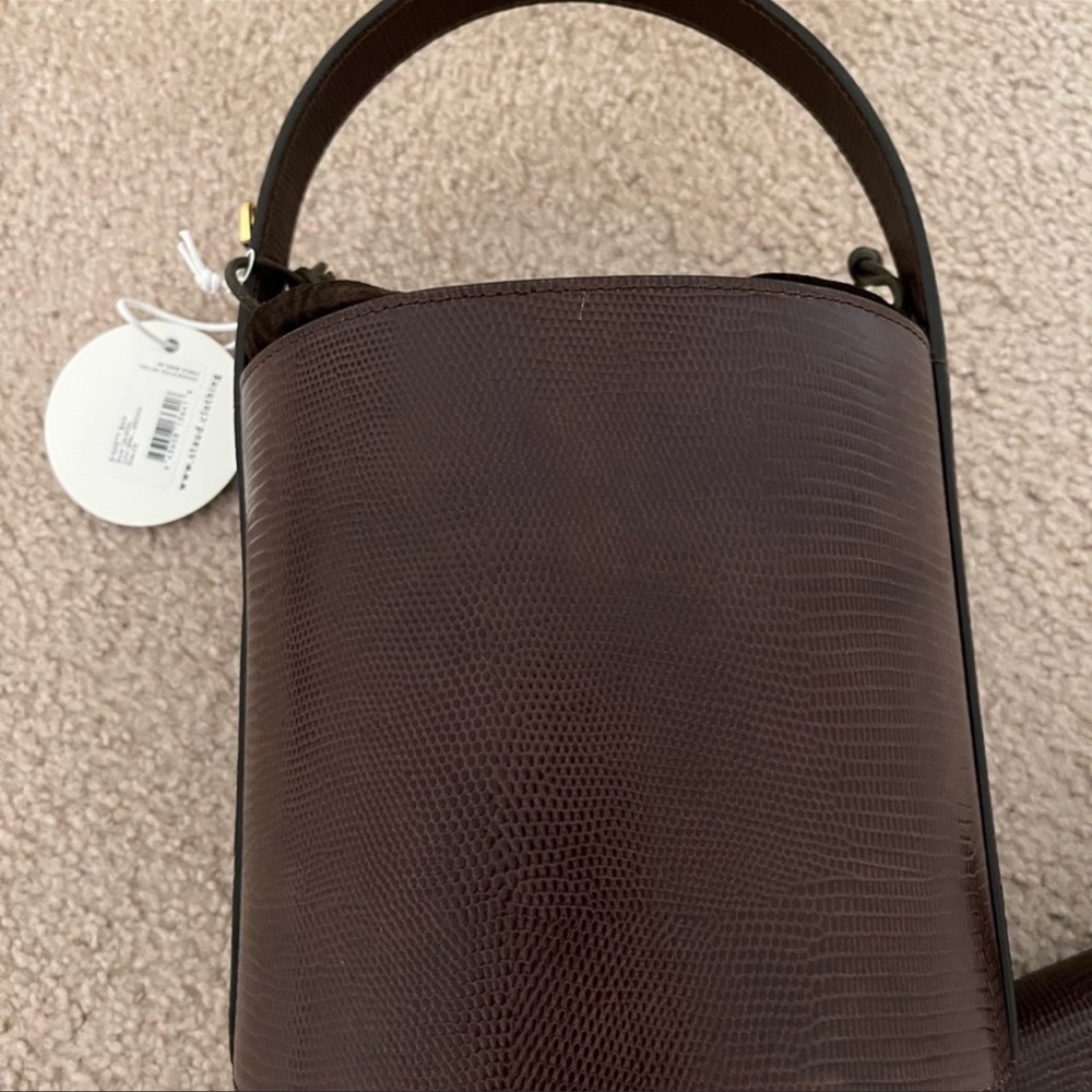 NEW Staud Bissett Lizard Embossed Leather Bucket Bag With Sunglasses Case - Picture 5 of 10